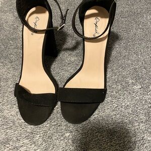 Black strappy heels
